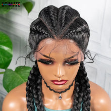 Load image into Gallery viewer, Synthetic Lace Wigs Braided Wigs with Baby Hair Long 26 Inches Box Braids Wig for Black Women Lace Front  Afro Hair Wigs