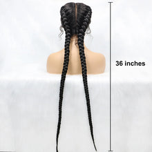 Load image into Gallery viewer, 36 Inches Long Lace Front Synthetic Braided Wigs Lace Front Dutch Twins Braids Wig With Baby Hair for Black Women