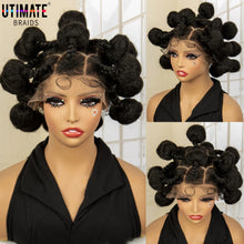 Load image into Gallery viewer, Synthetic Bantu Braided Wigs 6 Inches Full Lace Braided Wig with Baby Hair Afro Short Wigs Knotless Box Braids Wigs for Women