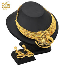 Load image into Gallery viewer, Indian Gold Plated Jewelry Set For Women African Bridal 24K Gold Color Necklace Earrings Set Dubai Nigerian Wedding Wholesale