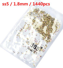 Load image into Gallery viewer, SS3-ss8 1440pcs Clear Crystal AB gold 3D Non HotFix FlatBack Nail Art Rhinestones Decorations Shoes And Dancing Decoration