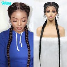 Load image into Gallery viewer, 36 Inches Long Lace Front Synthetic Braided Wigs Lace Front Dutch Twins Braids Wig With Baby Hair for Black Women