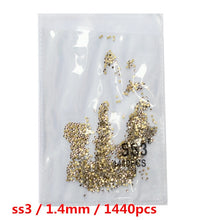Load image into Gallery viewer, SS3-ss8 1440pcs Clear Crystal AB gold 3D Non HotFix FlatBack Nail Art Rhinestones Decorations Shoes And Dancing Decoration