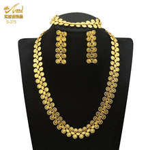Load image into Gallery viewer, Indian Gold Plated Jewelry Set For Women African Bridal 24K Gold Color Necklace Earrings Set Dubai Nigerian Wedding Wholesale
