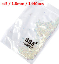 Load image into Gallery viewer, SS3-ss8 1440pcs Clear Crystal AB gold 3D Non HotFix FlatBack Nail Art Rhinestones Decorations Shoes And Dancing Decoration