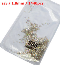 Load image into Gallery viewer, SS3-ss8 1440pcs Clear Crystal AB gold 3D Non HotFix FlatBack Nail Art Rhinestones Decorations Shoes And Dancing Decoration