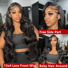 Load image into Gallery viewer, Body Wave 13x4 Lace Frontal Human Hair Wigs 30" 32" 34" Lace Front Wig Raw Indian Remy Hair Lace Front Human Hair Wigs For Women