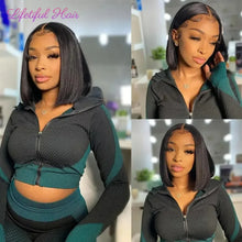 Load image into Gallery viewer, Glueless Bob Hair Wig Human Hair Ready To Wear and Go Straight Transprent 4x4 Lace Closure Wigs For Women Human Hair