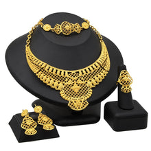 Load image into Gallery viewer, Indian Gold Plated Jewelry Set For Women African Bridal 24K Gold Color Necklace Earrings Set Dubai Nigerian Wedding Wholesale