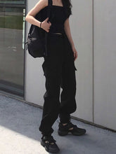Load image into Gallery viewer, HEYounGIRL Harajuku High Waist Cargo Pants Women Black White Casual Sweatpants Korean Fashion Ladies Trousers Pocket Streeetwear
