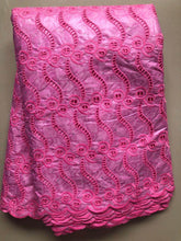 Load image into Gallery viewer, Bestway African Brocade Lace Fabric 5 Yards High Quality Rhinestone Eyelet Embroidery Guinea Perfumed Bazin Riche Lace Fabrics