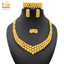 Load image into Gallery viewer, Nigerian Wedding Jewelry Set Gold Plated Dubai African Chokers Necklace Earrings Rings Fashion Bridal Jewellery Sets For Women