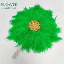 Load image into Gallery viewer, Royal Blue Party Decoration Fans African Feathers Fan Foldable Hand Fan Palace Decorative Fan Wedding Dance Props Feather Fan