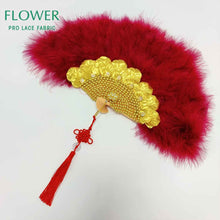 Load image into Gallery viewer, Royal Blue Party Decoration Fans African Feathers Fan Foldable Hand Fan Palace Decorative Fan Wedding Dance Props Feather Fan