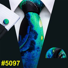 Load image into Gallery viewer, Men Tie Necktie Gravat Handkerchief Cufflinks Set Silk Ties Print Suit Party Business for Men Fashion Paisley Novelty Adult Gold
