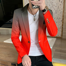 Load image into Gallery viewer, Blazer men New Male Gradient suit jacket Masculino Korean Style slim fit Casual Men fashion trend dress jacket