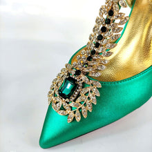Load image into Gallery viewer, QSGFC Lastest Noble and Elegangt Fashionable Special Style Ladies Shoes and Bag Set in Green Color for Party and Wedding