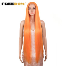 Load image into Gallery viewer, FREEDOM Synthetic Lace Front Wigs For Women Super Long 38Inch Ombre Blonde Highlight Ginger Straight Lace Wigs Cosplay Wigs