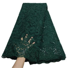 Load image into Gallery viewer, White French Sequin Tulle Lace Fabric 2021 Blue Hot Sale Nigerian Mesh Lace Fabric 5Yards African Lace Fabric For Wedding Party