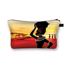 Load image into Gallery viewer, African Woman Print Cosmetic Bag Afro Ladies Makeup Bags Fashion Girls Cosmetic Case Portable Lipstick Storage Bags for Travel