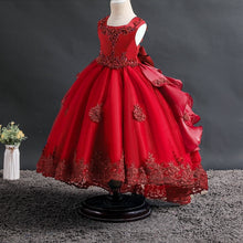 Load image into Gallery viewer, Gray Flower Girl Dresses for Weddings It's Yiiya B086 Square Collar Appliques Princess Ball Gowns Big Bow Communion Dress