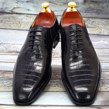 Load image into Gallery viewer, Big Size 6-13 Handmade Mens Oxford Shoes Genuine Leather Crocodile Print Men's Dress Shoes Classic Business Formal Shoes for Men