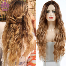 Load image into Gallery viewer, AZQUEEN Synthetic Wig for Women Long Pink Wigs Water Wave Heat Resistant Middle Part Natural Hair Wig Cosplay Wigs
