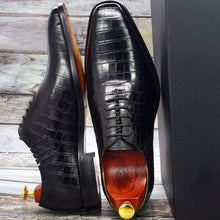 Load image into Gallery viewer, Big Size 6-13 Handmade Mens Oxford Shoes Genuine Leather Crocodile Print Men's Dress Shoes Classic Business Formal Shoes for Men