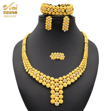 Load image into Gallery viewer, Nigerian Wedding Jewelry Set Gold Plated Dubai African Chokers Necklace Earrings Rings Fashion Bridal Jewellery Sets For Women