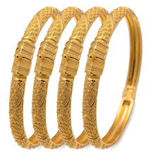 Load image into Gallery viewer, 24K Bangles 4Pcs/Set Bracelet Ethiopian Gold Color Bangles For Women Bijoux Femme African Middle East Dubai Halloween Jewelry