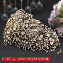 Load image into Gallery viewer, YouLaPan HP240 Golden Bride Hair Accessories Crystal Wedding Hair Jewelry Fascinator for Wedding Rhinestone Wedding Tiara