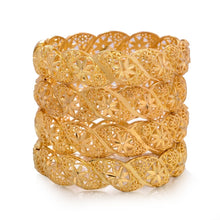 Load image into Gallery viewer, Bangls 4Pcs/lot Ethiopian Africa Gold Color Bangles For Women Flower Bride Bracelet African Wedding Jewelry Middle East Items