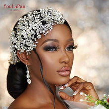 Load image into Gallery viewer, YouLaPan HP240 Golden Bride Hair Accessories Crystal Wedding Hair Jewelry Fascinator for Wedding Rhinestone Wedding Tiara