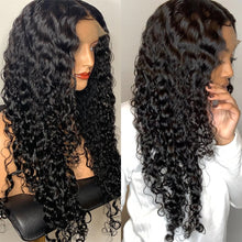 Load image into Gallery viewer, Water Wave 4x4 Frontal Wigs Pre-Plucked Hairline Peruvian Remy Hair HD Lace Closure Wigs For Black Women Curly Human Hair Wigs