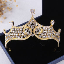 Load image into Gallery viewer, Baroque Rhinestone Bridal Jewelry Sets Wedding Jewelry Leaf Crystal Gold Choker Necklace Earrings Set African Beads Jewelry Set
