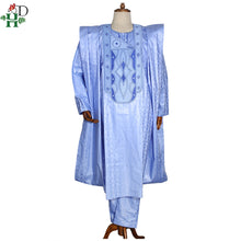 Load image into Gallery viewer, H&amp;D South African Traditional Wear Formal Attire Bazin Riche Dashiki Outfits Shirt Pants Robe Suit No Cap African Men Agbada