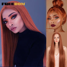 Load image into Gallery viewer, FREEDOM Synthetic Lace Front Wigs For Women Super Long 38Inch Ombre Blonde Highlight Ginger Straight Lace Wigs Cosplay Wigs