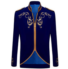 Load image into Gallery viewer, Men's suit white casaco masculino black red palace lace stitching prince gold embroidery  jacket singer performance clothing