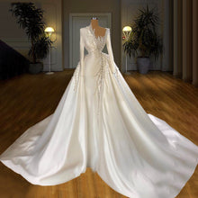 Load image into Gallery viewer, Satin Wedding Dresses High Quality Dubai 2022 Luxury Pearls Beads