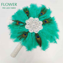Load image into Gallery viewer, Royal Blue Party Decoration Fans African Feathers Fan Foldable Hand Fan Palace Decorative Fan Wedding Dance Props Feather Fan