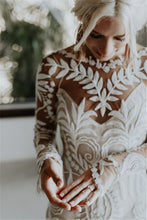 Load image into Gallery viewer, #4055 2 piece in 1 BOHO bohemian long sleeve destination Wedding Dress pre wedding shoot post Bride Gown