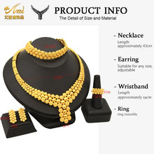 Load image into Gallery viewer, Nigerian Wedding Jewelry Set Gold Plated Dubai African Chokers Necklace Earrings Rings Fashion Bridal Jewellery Sets For Women