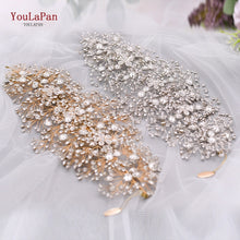 Load image into Gallery viewer, YouLaPan HP240 Golden Bride Hair Accessories Crystal Wedding Hair Jewelry Fascinator for Wedding Rhinestone Wedding Tiara