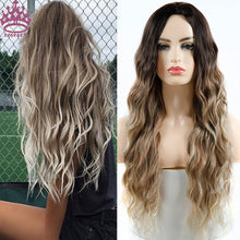 Load image into Gallery viewer, AZQUEEN Synthetic Wig for Women Long Pink Wigs Water Wave Heat Resistant Middle Part Natural Hair Wig Cosplay Wigs