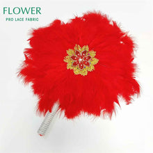 Load image into Gallery viewer, Royal Blue Party Decoration Fans African Feathers Fan Foldable Hand Fan Palace Decorative Fan Wedding Dance Props Feather Fan