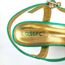 Load image into Gallery viewer, QSGFC Lastest Noble and Elegangt Fashionable Special Style Ladies Shoes and Bag Set in Green Color for Party and Wedding