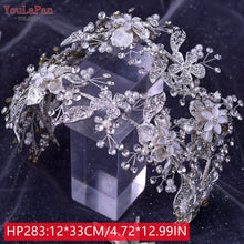 Load image into Gallery viewer, YouLaPan HP240 Golden Bride Hair Accessories Crystal Wedding Hair Jewelry Fascinator for Wedding Rhinestone Wedding Tiara