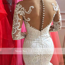 Load image into Gallery viewer, Luxury Appliques Mermaid Wedding Dresses Scoop Neck Long Sleeves Beaded Detachable Train Bridal Gown Vestido de Noiva