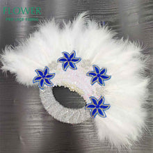 Load image into Gallery viewer, Royal Blue Party Decoration Fans African Feathers Fan Foldable Hand Fan Palace Decorative Fan Wedding Dance Props Feather Fan