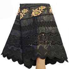 Load image into Gallery viewer, Bestway African Brocade Lace Fabric 5 Yards High Quality Rhinestone Eyelet Embroidery Guinea Perfumed Bazin Riche Lace Fabrics